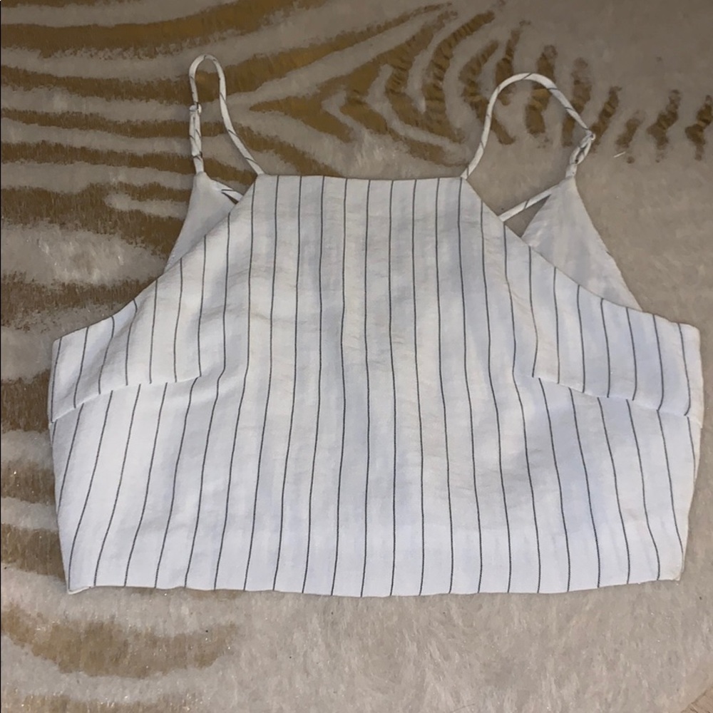 Striped high neck crop top